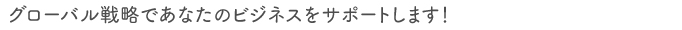 グローバル戦略であなたのビジネスをサポートします！